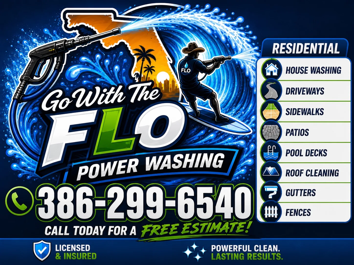 Go With The Flo surfing cowboy